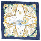 Hermes Scarf Navy Green White 100% Twillsilk — view 2