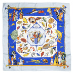 Hermes Scarf Blue Ivory Yellow 100% Twillsilk — view 2