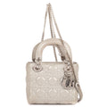 Dior Mini Lady Dior Gray Shiny Cannage Leathera Handbag