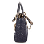 Dior Mini Lady Dior Navy Lambskin Leather Handbag — view 3