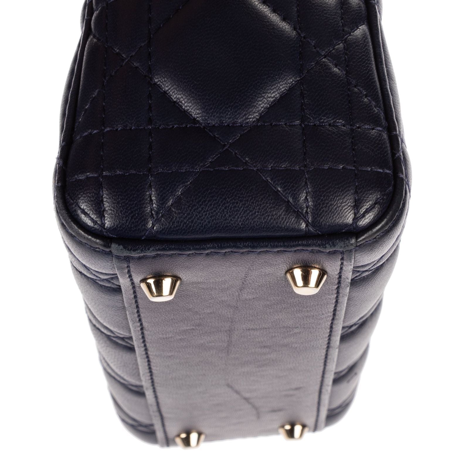 Dior Mini Lady Dior Navy Lambskin Leather Handbag — view 8