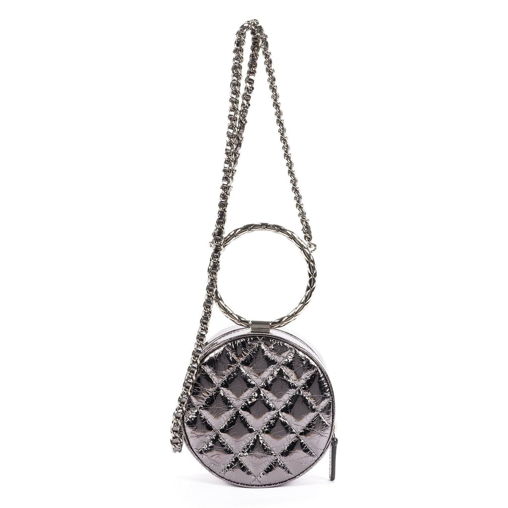 Chanel Round Bracelet Crossbodymetallic Greycrinkled Metallic Quilted Calfskin — view 5