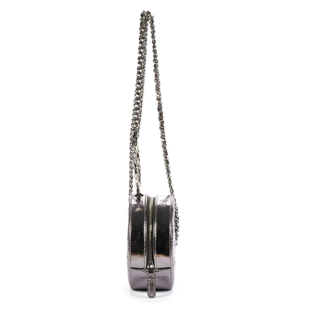 Chanel Round Bracelet Crossbodymetallic Greycrinkled Metallic Quilted Calfskin — view 4