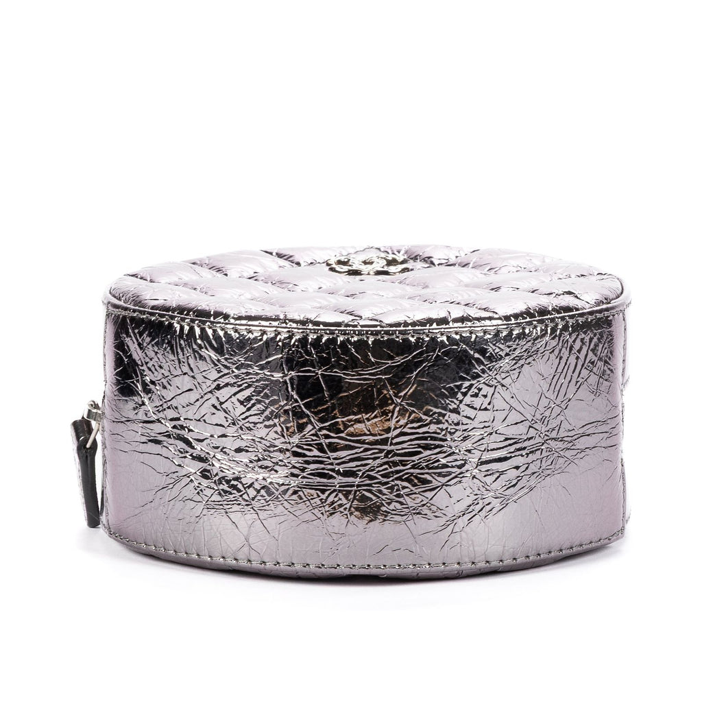 Chanel Round Bracelet Crossbodymetallic Greycrinkled Metallic Quilted Calfskin — view 6
