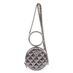 Chanel Round Bracelet Crossbodymetallic Greycrinkled Metallic Quilted Calfskin