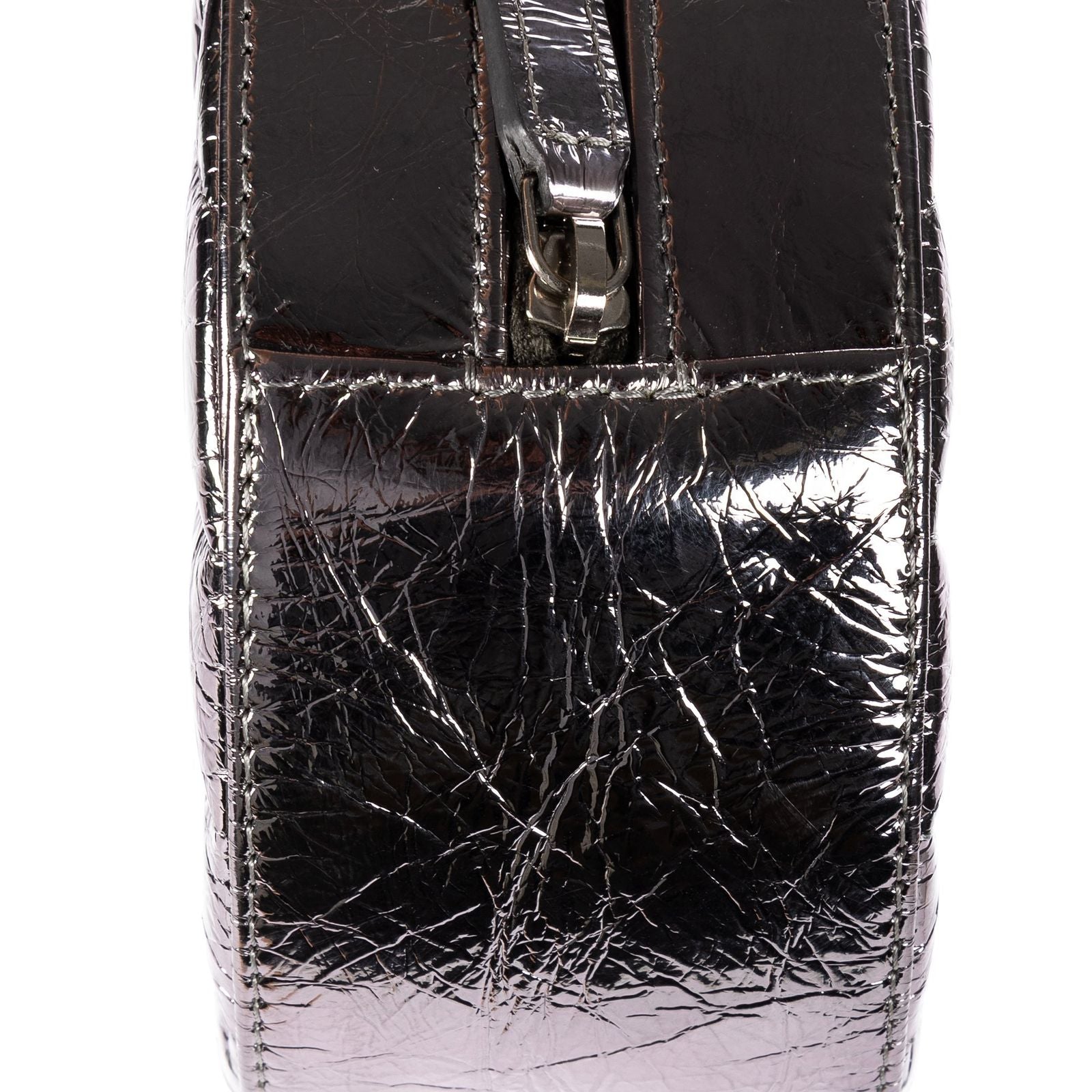 Chanel Round Bracelet Crossbodymetallic Greycrinkled Metallic Quilted Calfskin — view 7