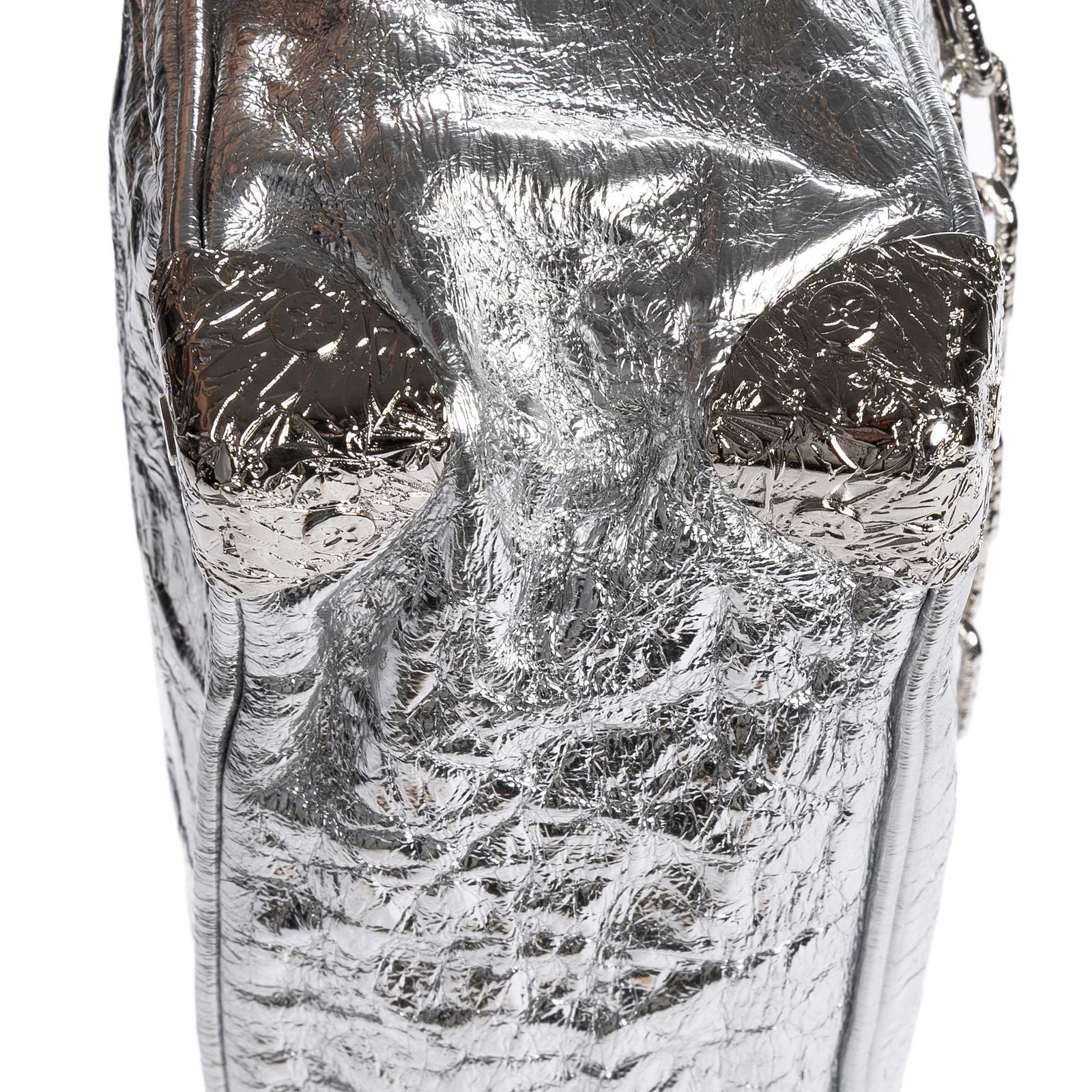 Louis Vuitton Ltd Ed Mini Soft Trunk Crushed Metallic Silver Metalliccalfskin — view 7