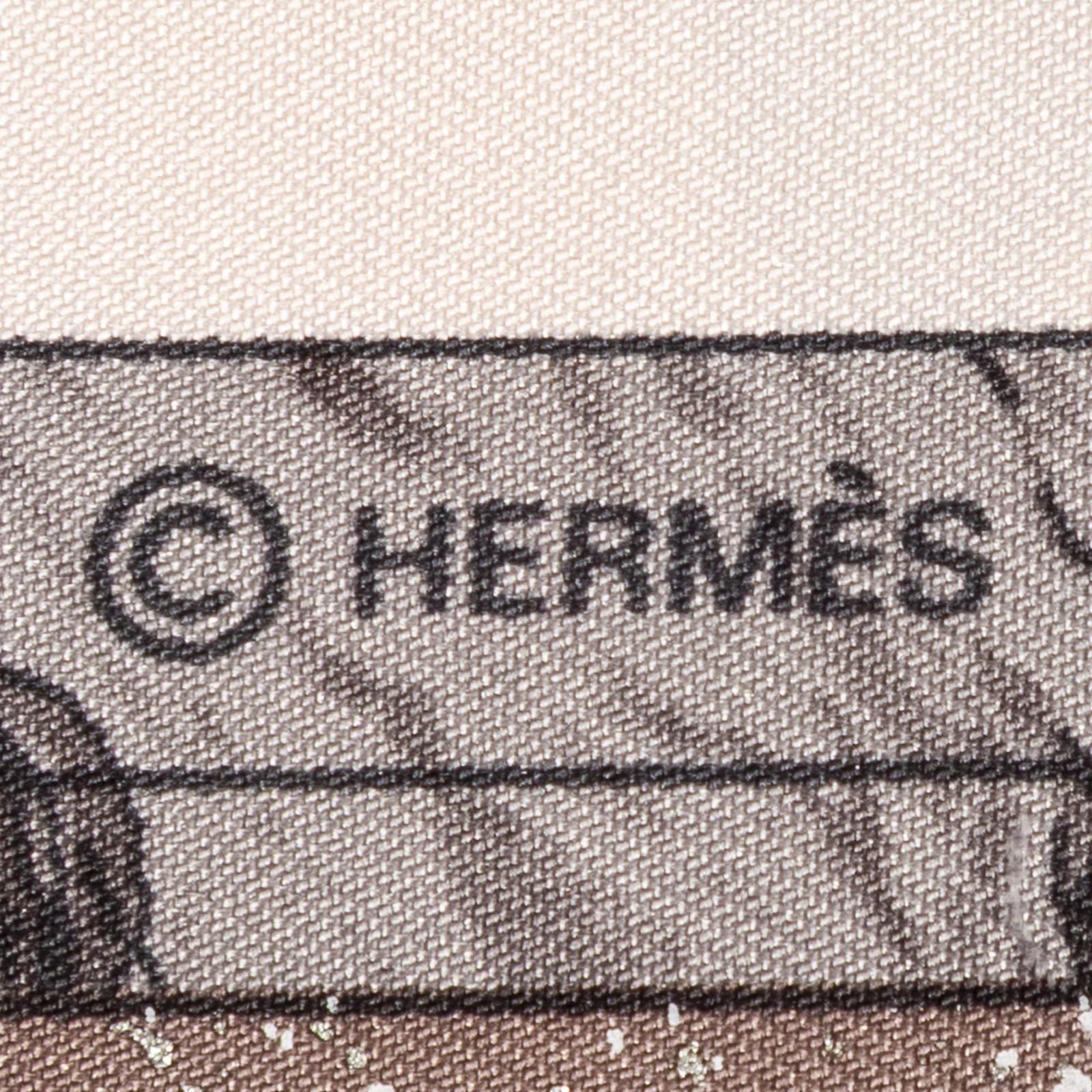 Hermes Scarf Light Pink Orange Gray 100% Twillsilk — view 4