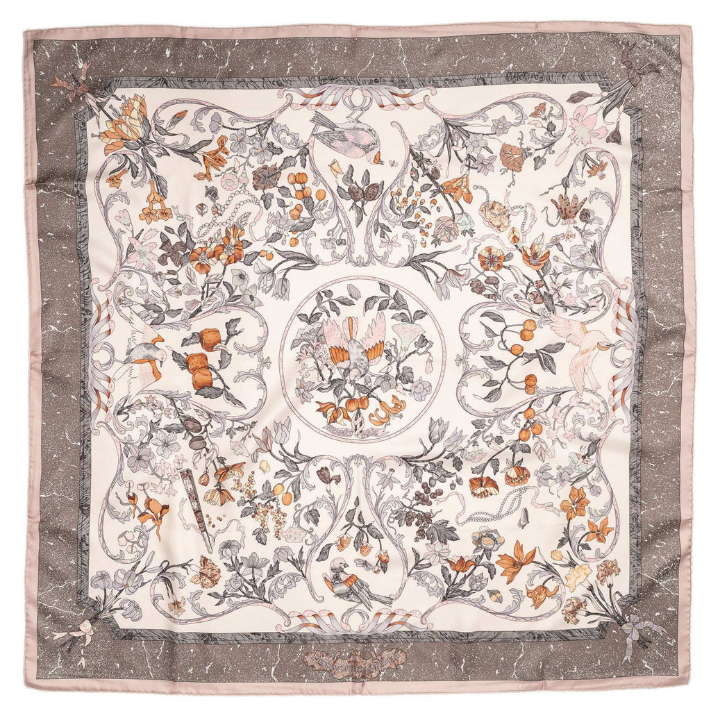 Hermes Scarf Light Pink Orange Gray 100% Twillsilk — view 2