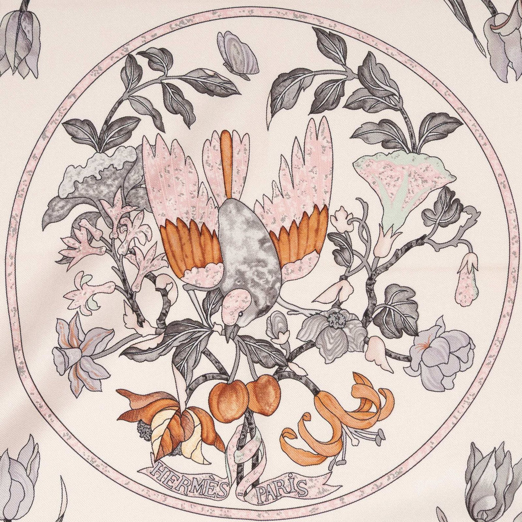 Hermes Scarf Light Pink Orange Gray 100% Twillsilk — view 3
