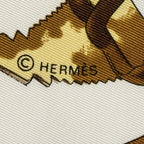 Hermes Scarf Ivory Brown 100% Twillsilk — view 4