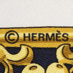 Hermes Scarf Navy Gold White Silk — view 4