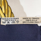 Hermes Scarf Navy Gold White Silk — view 5