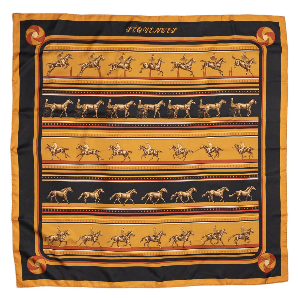 Hermes Scarf Orange Black 100% Twillsilk — view 2
