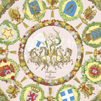 Hermes Scarf Light Pink Green Yellow 100% Jacquardsilk — view 3