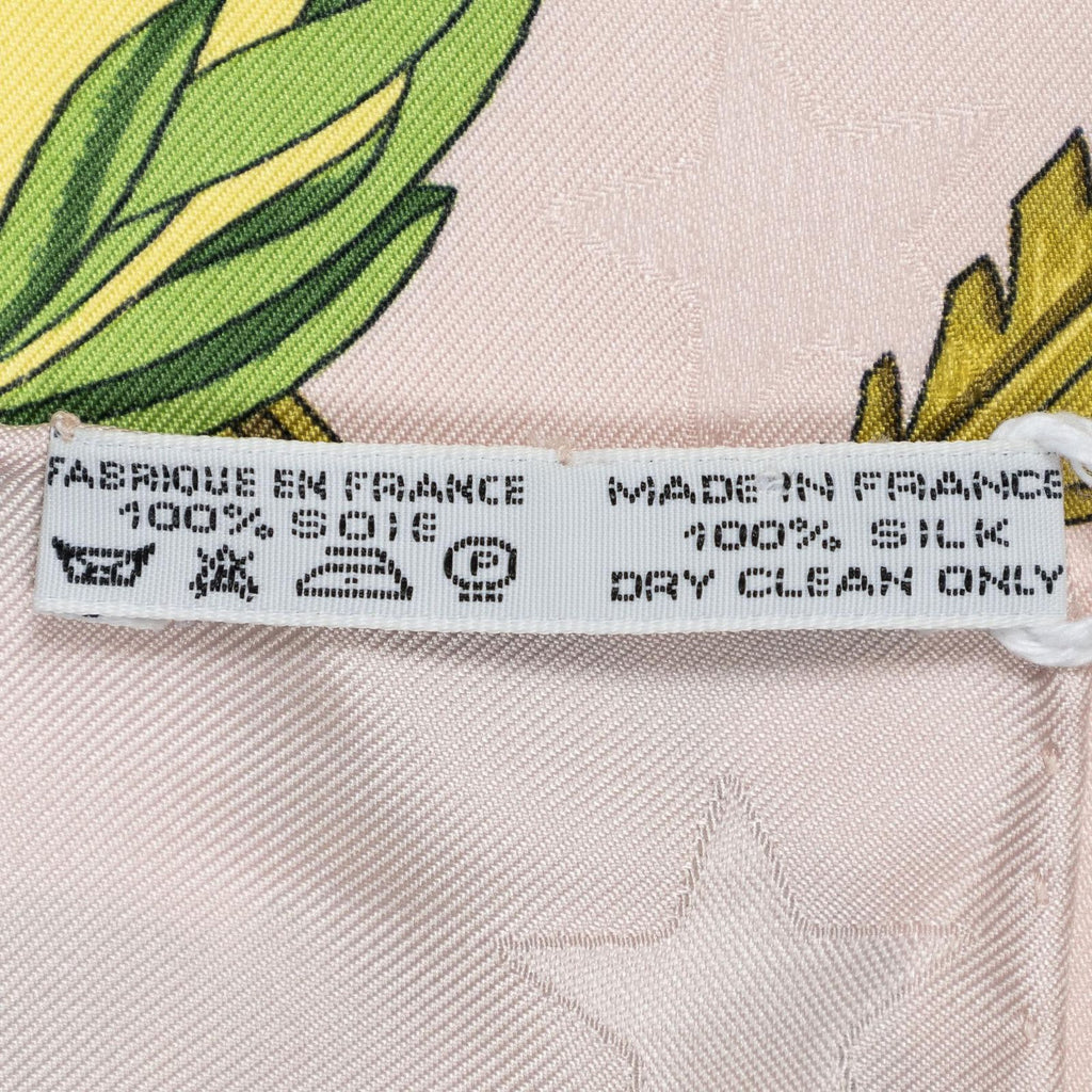 Hermes Scarf Light Pink Green Yellow 100% Jacquardsilk — view 6