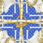 Hermes Scarf Blue Red 100% Gold Twill Silk — view 3