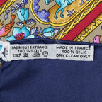 Hermes Scarf Navy Red 100% Gold Twill Silk — view 5