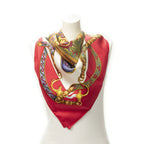 Hermes Scarf Red White 100% Twillsilk