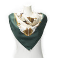 Hermes Scarf Green Beige 100% Twillsilk