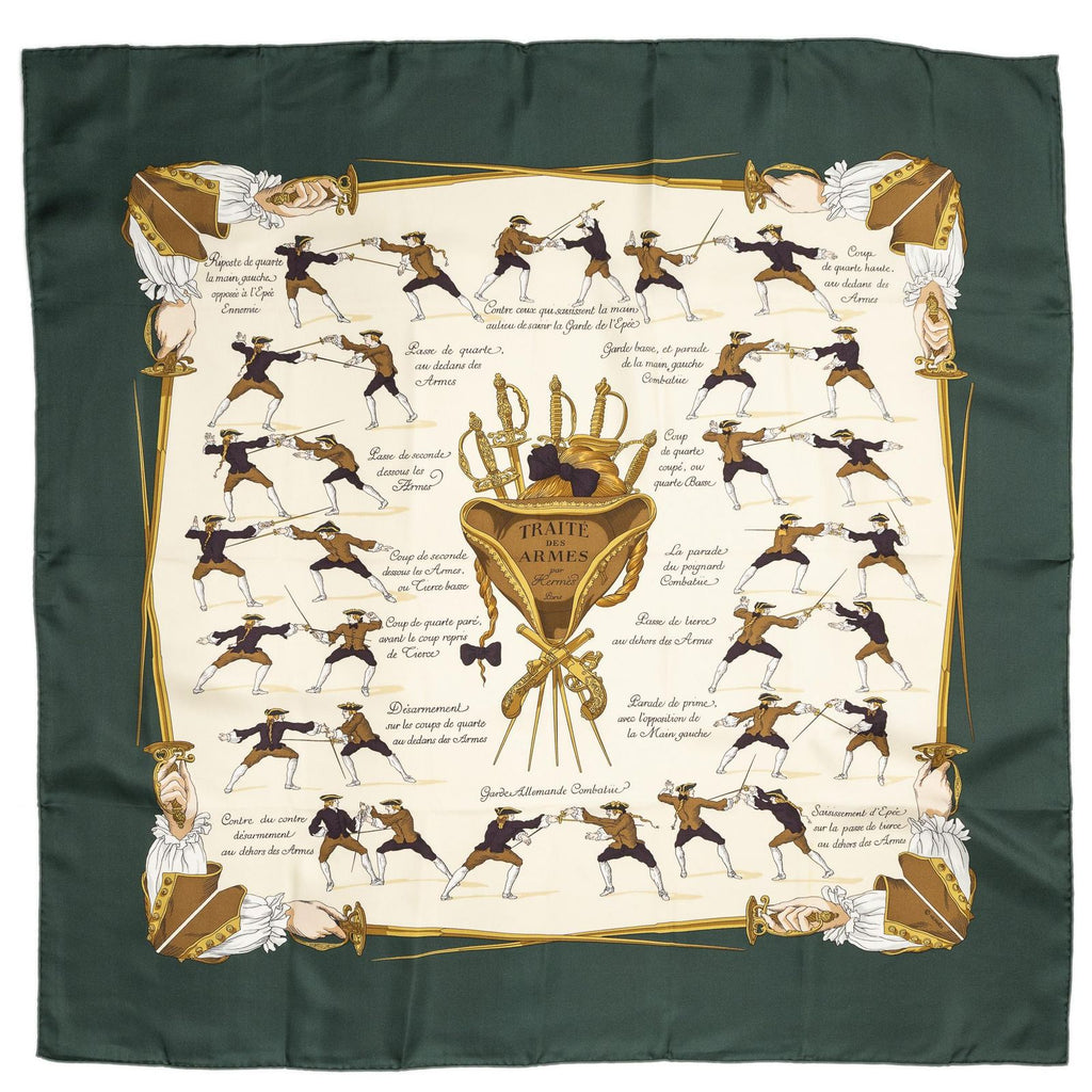 Hermes Scarf Green Beige 100% Twillsilk — view 2