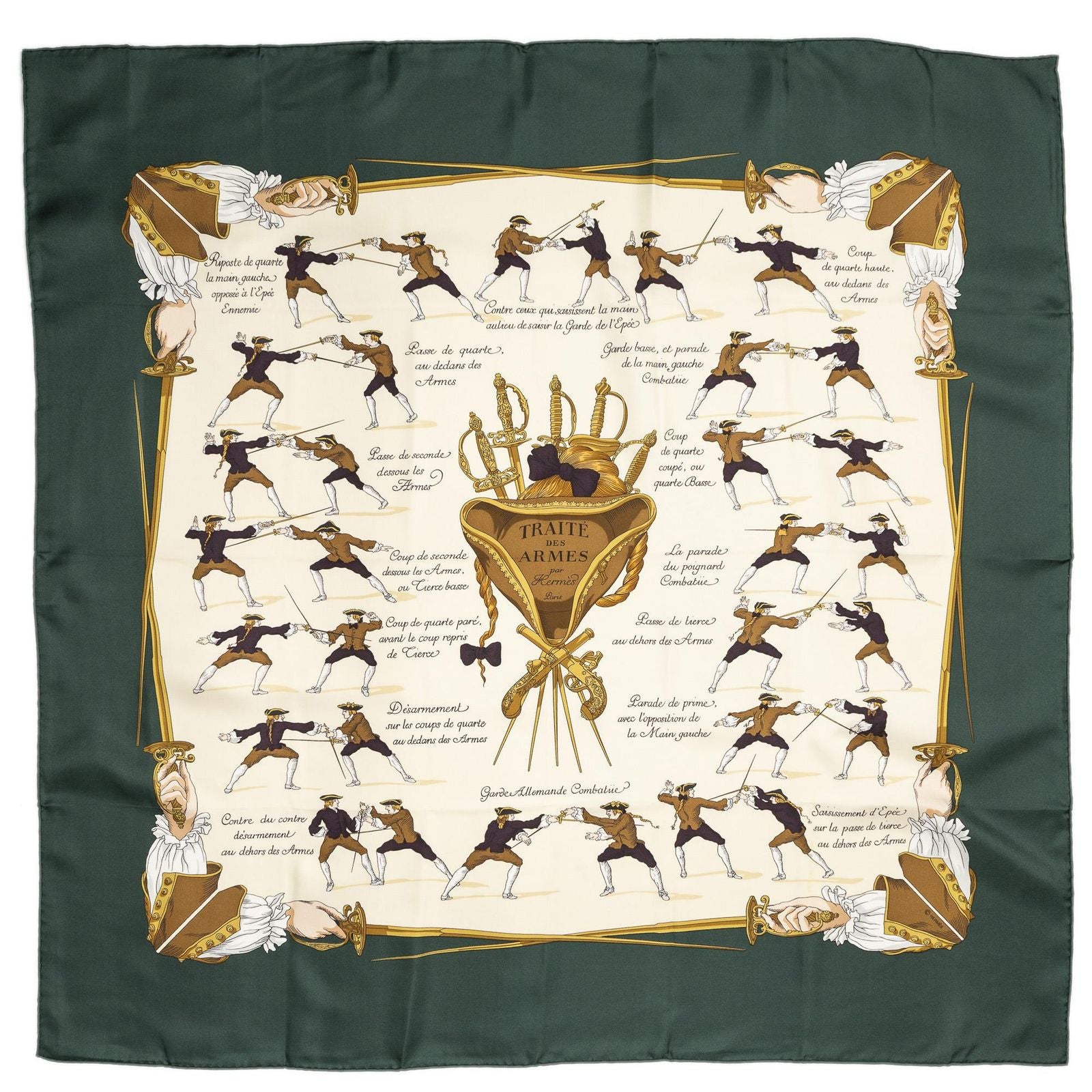 Hermes Scarf Green Beige 100% Twillsilk — view 2