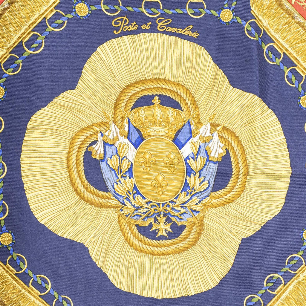 Hermes Scarf Navy Gold Red Silk — view 3
