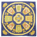 Hermes Scarf Navy Gold Red Silk — view 2