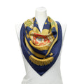 Hermes Scarf Navy Gold Red Silk