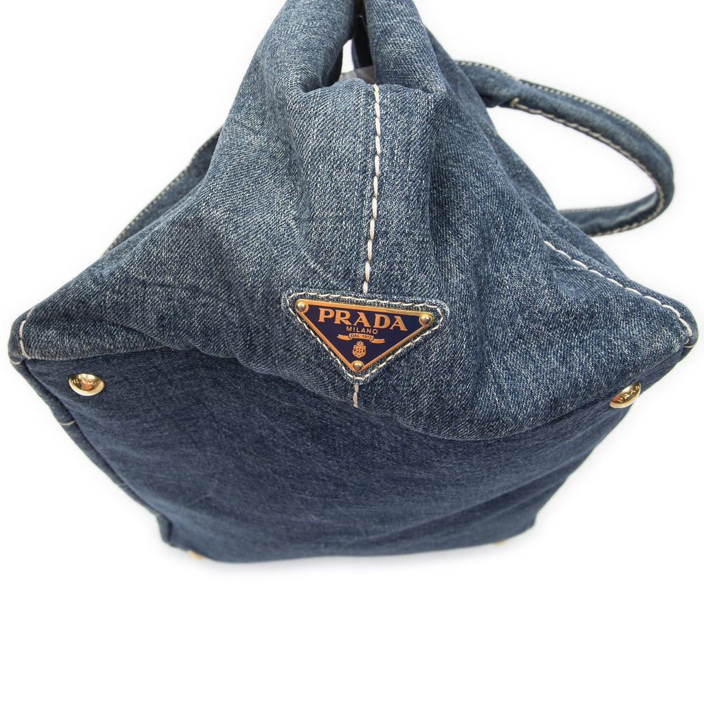 Prada Largecanapa Tote Blue Denim Canapa — view 7