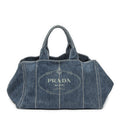 Prada Largecanapa Tote Blue Denim Canapa