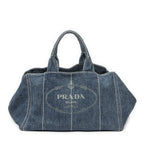 Prada Largecanapa Tote Blue Denim Canapa