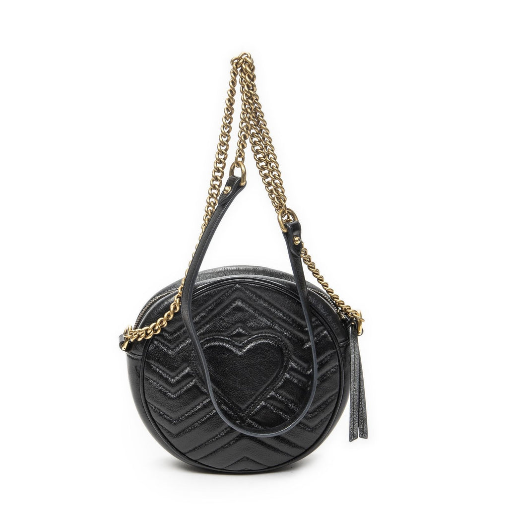 Gucci Small GG Marmont Chain Cross Bodyblack Matelasse Chezblanc Leather — view 5