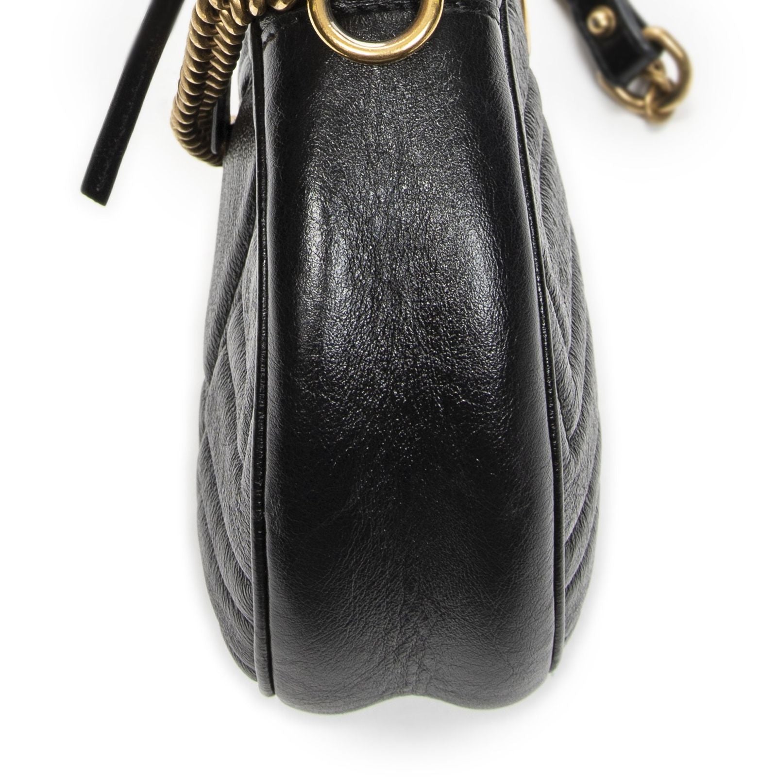 Gucci Small GG Marmont Chain Cross Bodyblack Matelasse Chezblanc Leather — view 7