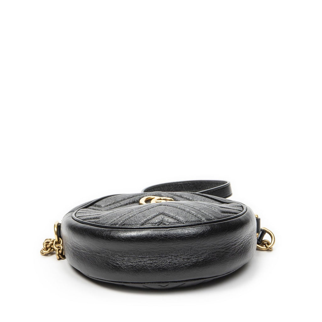 Gucci Small GG Marmont Chain Cross Bodyblack Matelasse Chezblanc Leather — view 6