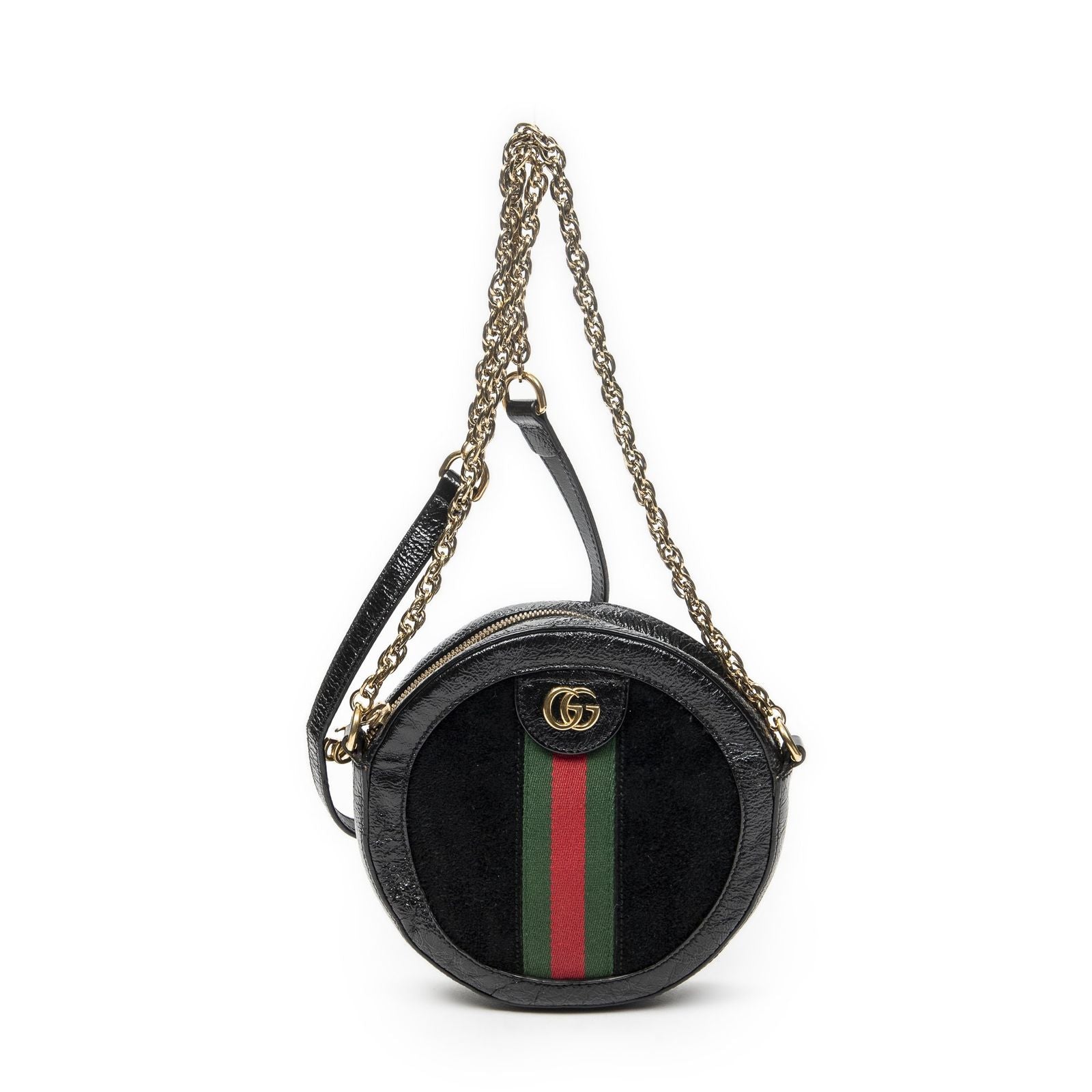 Gucci Mini Web Ophidia Cross Bodyblack Suede Leather Crossbody