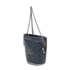 Gucci GG Marmont Torchon Bucket Bag Navy Matelasse Calfskin — view 2
