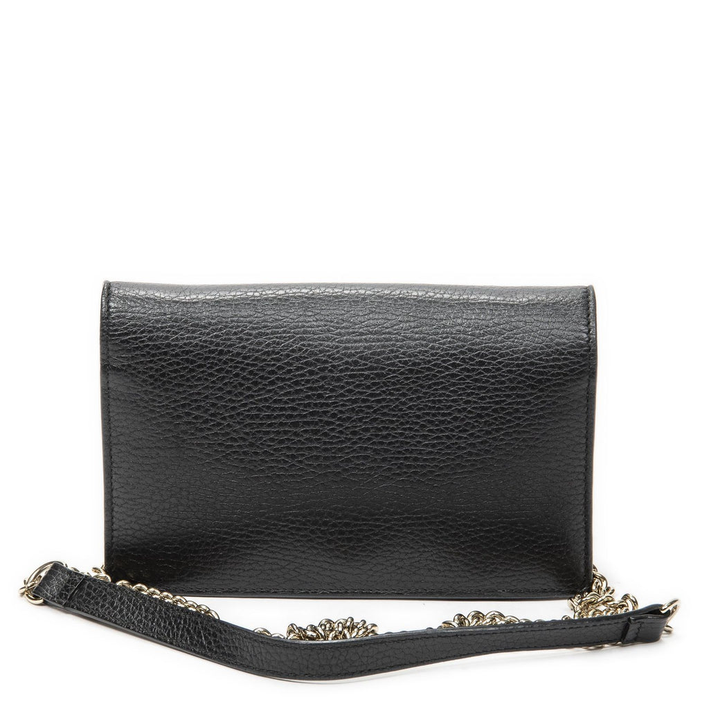 Gucci Interlocking Chain Walletblack Calfskin Leather Shoulder — view 5