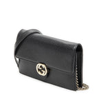 Gucci Interlocking Chain Walletblack Calfskin Leather Shoulder — view 2