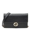 Gucci Interlocking Chain Walletblack Calfskin Leather Shoulder