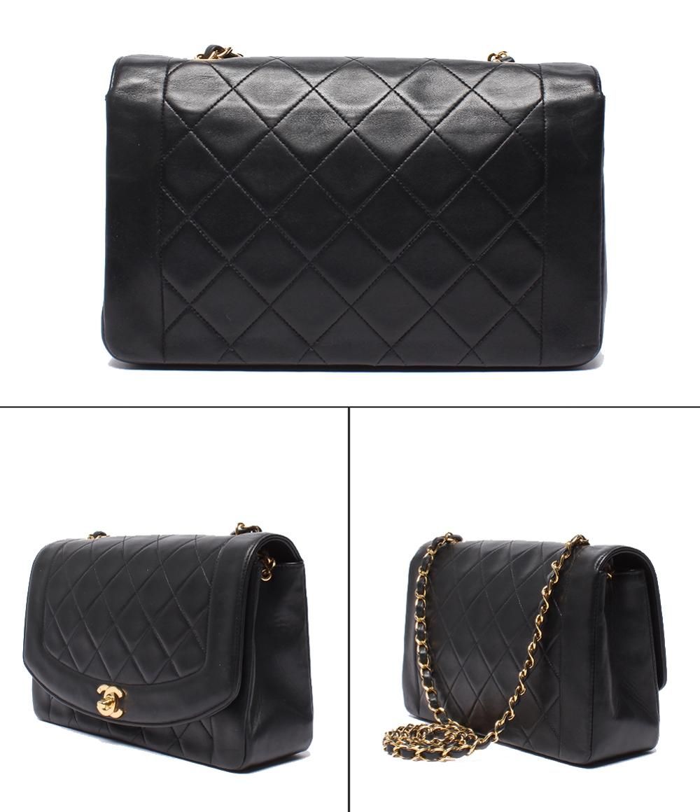 Chanel Chain Shoulder Bag Gold Quilted Lambskin Diana Flap 25 — view 2