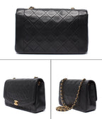 Chanel Chain Shoulder Bag Gold Quilted Lambskin Diana Flap 25 — view 2