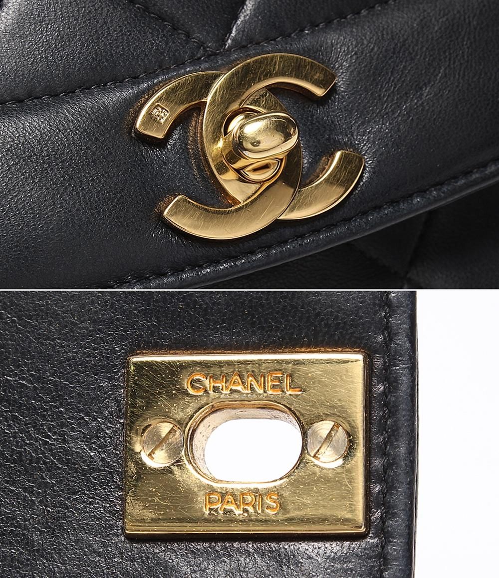Chanel Chain Shoulder Bag Gold Quilted Lambskin Diana Flap 25 — view 6