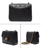 Chanel Chain Shoulder Bag Gold Lambskin Single Flap Mini Quilted — view 2