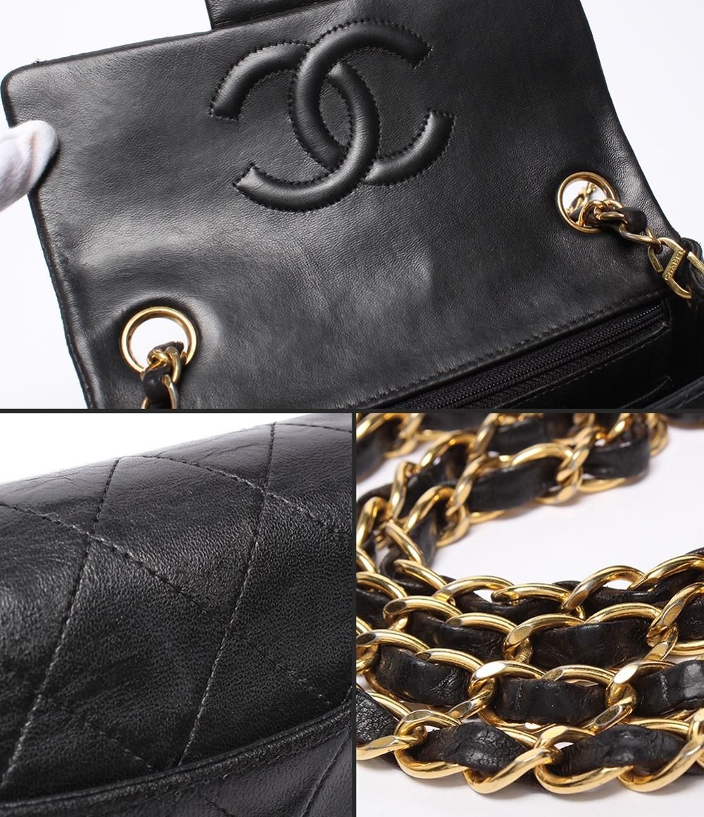 Chanel Chain Shoulder Bag Gold Lambskin Single Flap Mini Quilted — view 9