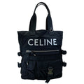 Celine Logo Print Tote Multi Pocket Nylon Black Lightweight Capacity Crossbody