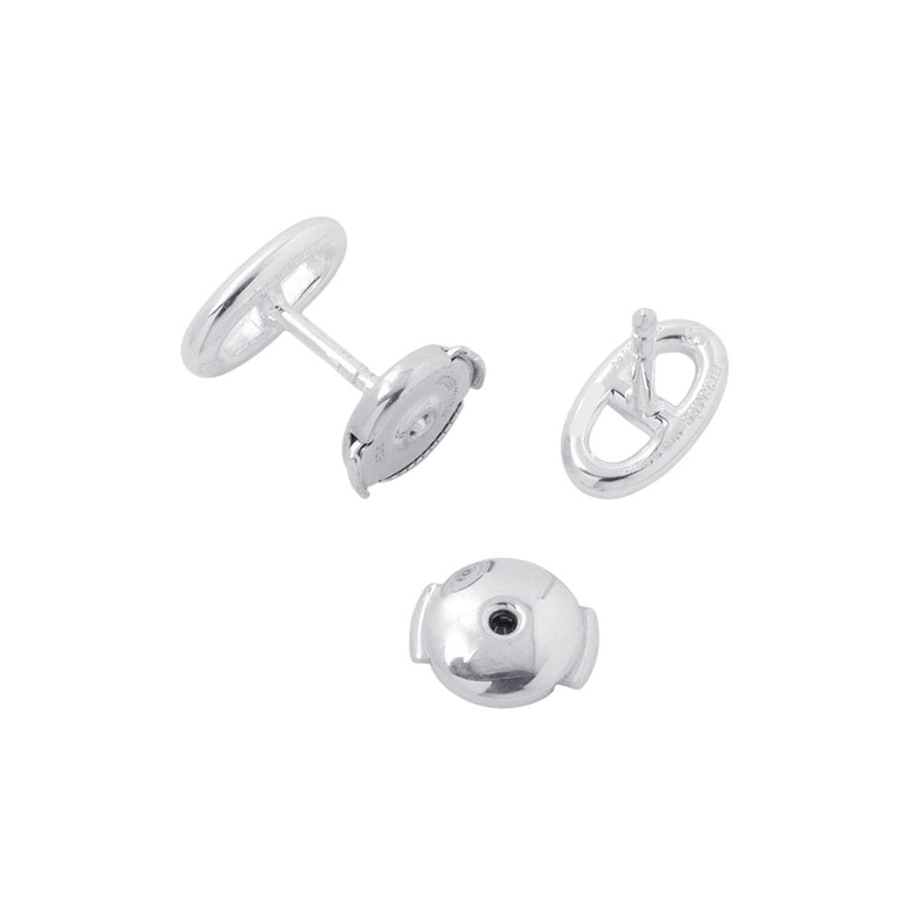 Hermes Earrings Farandole Chaine D'ancre Motif TPM Silver Stud — view 3