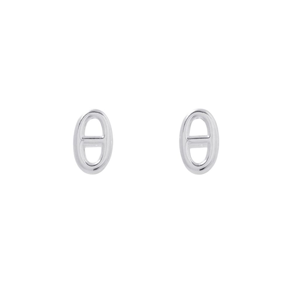 Hermes Earrings Farandole Chaine D'ancre Motif TPM Silver Stud