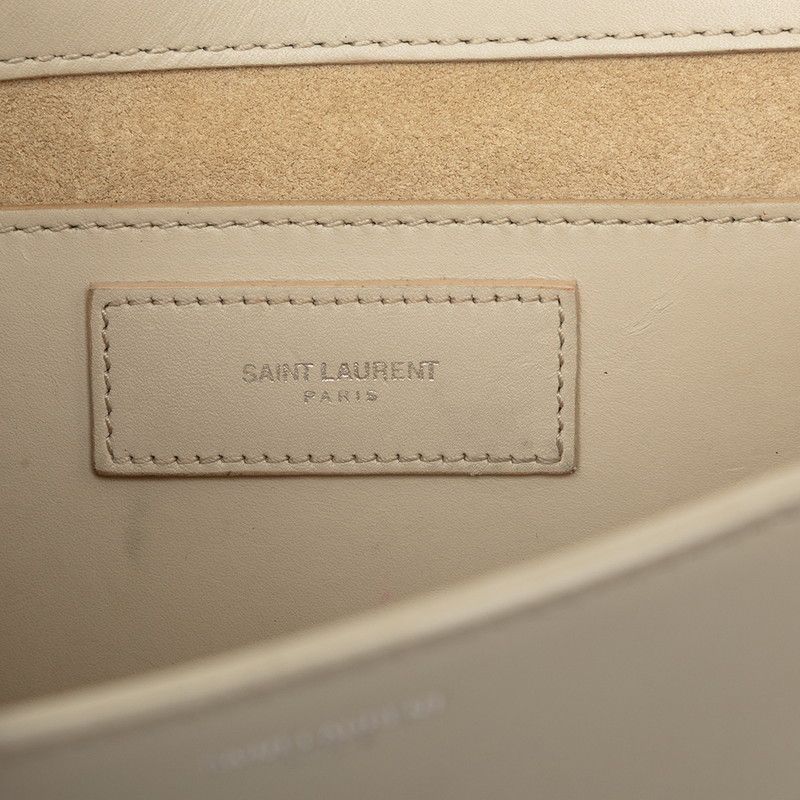 Saint Laurent Betty Studs Chain Shoulder Bag Gray Beige Leather — view 5