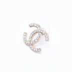 Chanel Single Earrings CC Logo Rhinestone Pierced Gold — view 2